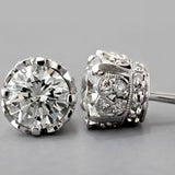 Boucles d'oreilles vintage en argent avec diamants