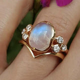 Bague vintage avec pendentif en pierre de lune
