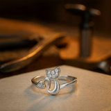 Bague ouverte chat mignon – Zircone cubique