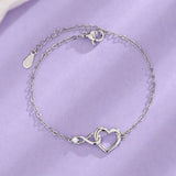 Bracelet rétro cœur en or et argent