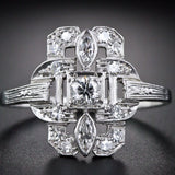 Bague vintage en argent creux avec cristal et zircone