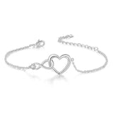 Bracelet rétro cœur en or et argent