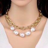Collier vintage à chaîne en or et perles