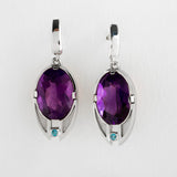Boucles d'oreilles vintage en argent rondes violettes