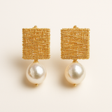 Boucles d'oreilles vintage en fil d'or avec perles