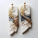 Boucles d'oreilles vintage rectangulaires en or naturel