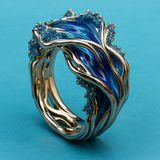 Bague vintage Golden Ocean Wavy