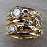 Bague vintage superposée en or brillant