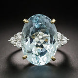 Bague vintage arrondie en verre bleu étincelant