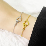 Bracelet rétro cœur en or et argent