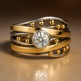 Bague vintage en or incrustée de zircone