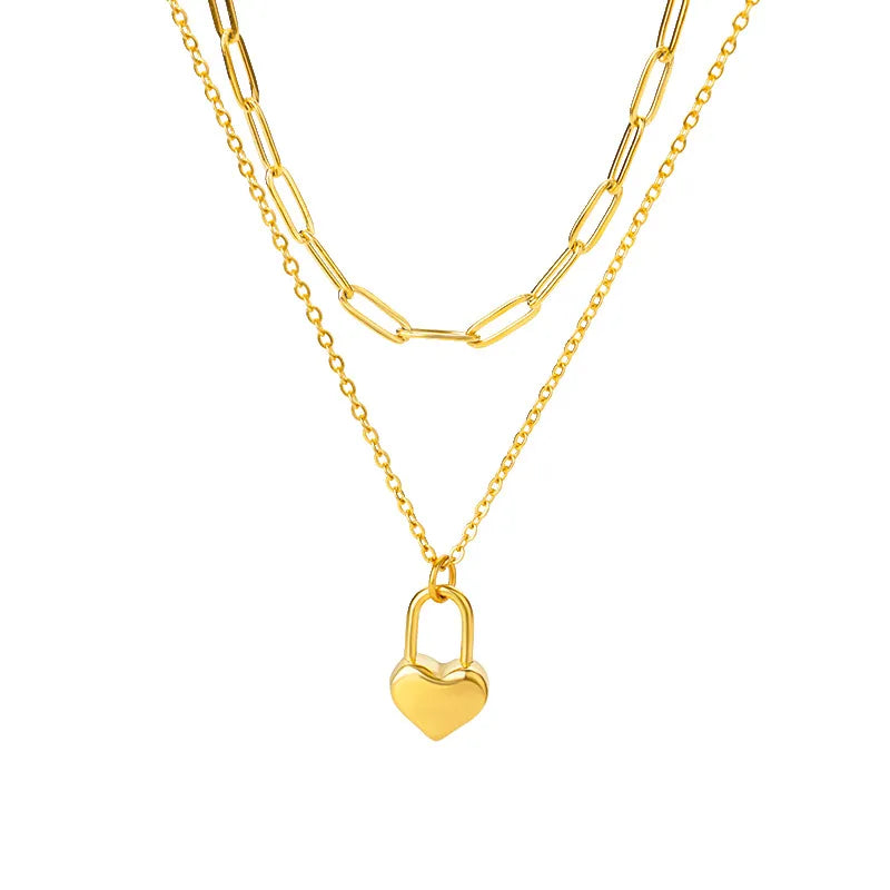 Collier pendentif cœur multicouche