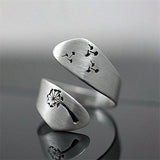 Bague ajustable sculptée à la main avec motif pissenlit