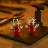 Boucles d'oreilles festives en cristal en forme de renne