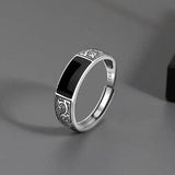 Bague vintage en argent et émail noir