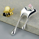 Boucles d'oreilles « Miel coulant et abeille » avec zircone