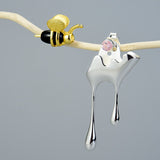 Boucles d'oreilles « Miel coulant et abeille » avec zircone