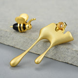 Boucles d'oreilles « Miel coulant et abeille » avec zircone
