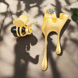 Boucles d'oreilles « Miel coulant et abeille » avec zircone