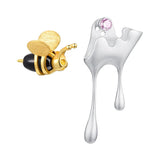 Boucles d'oreilles « Miel coulant et abeille » avec zircone