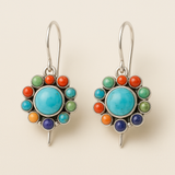 Boucles d'oreilles rondes multicolores turquoise
