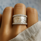 Bague vintage en zircone argentée