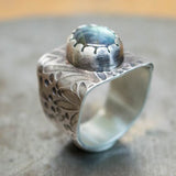 Bague vintage en argent et labradorite