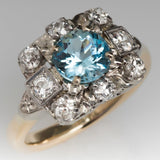 Bague cocktail vintage en cristal bleu
