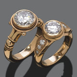 Ensemble de bagues vintage en or avec zircone pour couple