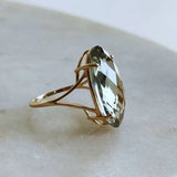 Bague vintage ovale en cristal vert