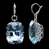 Boucles d'oreilles vintage en cristal bleu clair et argent