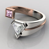 Bague vintage en argent et zircone rose