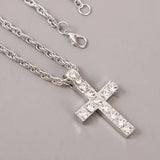 Collier pendentif croix rétro en or et argent