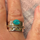 Bague large bande turquoise