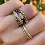 Ensemble de bagues vintage bleues et zircone