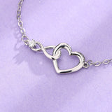 Bracelet rétro cœur en or et argent