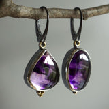 Boucles d'oreilles vintage en pierre de lune violette