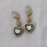 Boucles d'oreilles vintage en forme de cœur et de fleur