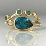 Bague vintage en verre bleu turquoise