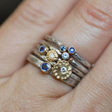 Ensemble de bagues vintage en argent bleu à plusieurs rangs