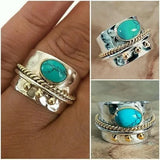 Bague large bande turquoise
