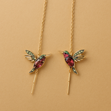 Boucles d'oreilles colibri en émail et zircone