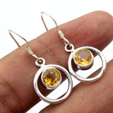 Boucles d'oreilles rondes vintage en verre orange et argent