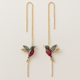 Boucles d'oreilles colibri en émail et zircone