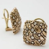 Boucles d'oreilles vintage carrées en or et zircone