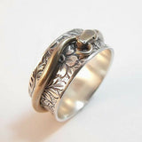 Bague vintage argentée serpent fleur
