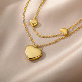 Collier pendentif cœur multicouche
