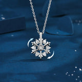 Collier rotatif avec flocon de neige en argent