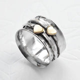 Bague vintage en argent avec cœur en or