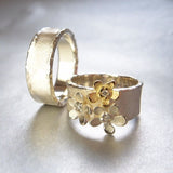 Ensemble de bagues vintage en argent forgé Daisy